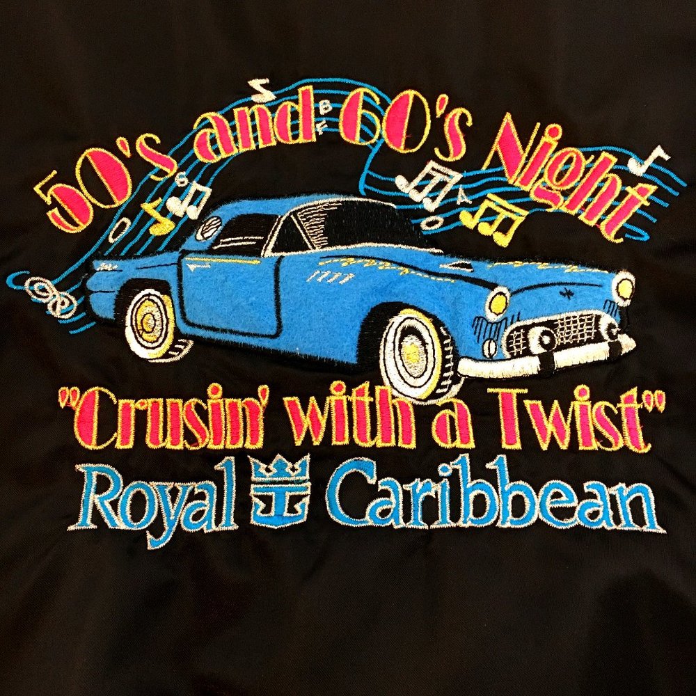Royal Caribbean Night “Crusin with a twist“ 50's 60's Style Padded Bomber Jacket